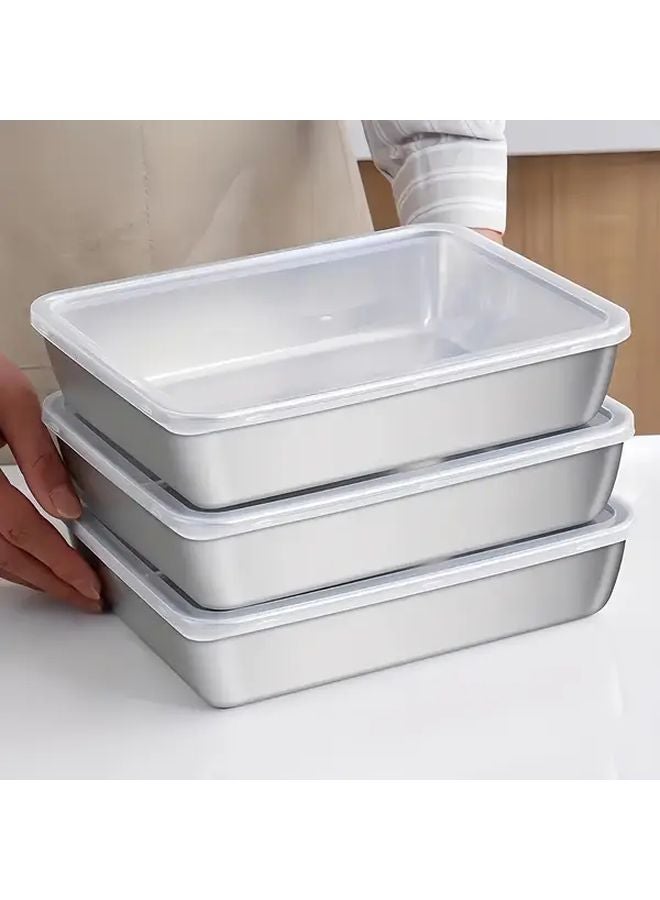 6 Piece Stainless Steel Food Storage Container Set Stackable Microwave Safe Leak Proof - Image 2